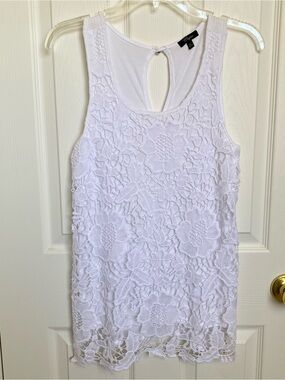 White Floral Bobbin Lace Tank Top Spring Summer Wear Layering